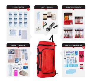 2 Person Comfort Survival Kit (Option: Red Rolling Bag)
