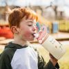 13.5Oz Insulated Stainless Steel Water Bottle Leak-proof Bottle for Kids with Straw Push Button Lock Switch Sports Water Bottle for Toddlers Boys Girl