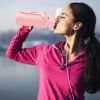 34Oz Glass Water Bottle Sports Water Bottle Motivational Water Bottle Water Intake Tracker Bottle with Straw Time Marker Silicone Sleeve Handle for Gy