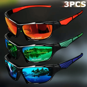 3PCS Fashion Sports Sunglasses Polarized UV Protection Glasses Men's and Women's Eyewear for Outdoor Fishing Cycling (Lenses Color: Option 4)