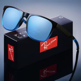 Fashion Square Polarized Sunglasses man Driving Fishing Luxury Brand Designer UV400 Eyewear (Frame Color: polarized, Lenses Color: Blue)