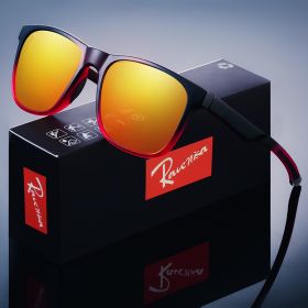 Fashion Square Polarized Sunglasses man Driving Fishing Luxury Brand Designer UV400 Eyewear (Frame Color: polarized, Lenses Color: Red)
