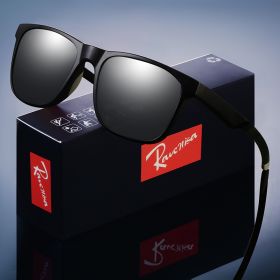 Fashion Square Polarized Sunglasses man Driving Fishing Luxury Brand Designer UV400 Eyewear (Frame Color: polarized, Lenses Color: Black)