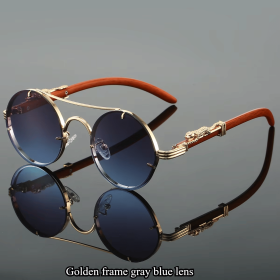 Vintage designer outdoor sunglasses Men Round Fashion Plastic Titanium High Quality Sun Glasses Man UV Protection glasses woman (Lenses Color: Photochromic)