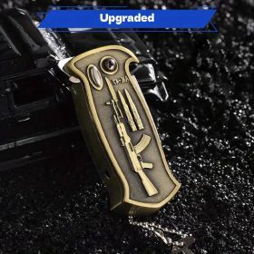 "Men's Tactical Lighter Gift - 3-in-1 Butane Flame + Bottle Opener + Pry Tool - Engraved Design" (Color: Rifle style)