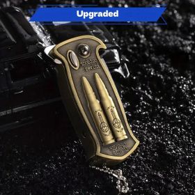 "Men's Tactical Lighter Gift - 3-in-1 Butane Flame + Bottle Opener + Pry Tool - Engraved Design" (Color: Bullet style)
