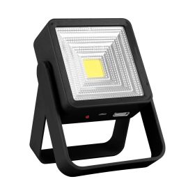Solar Powered Camping Lantern COB LED Rechargeable Work Light Outdoor Emergency Power (Option: Black)