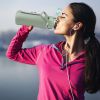 34Oz Glass Water Bottle Sports Water Bottle Motivational Water Bottle Water Intake Tracker Bottle with Straw Time Marker Silicone Sleeve Handle for Gy