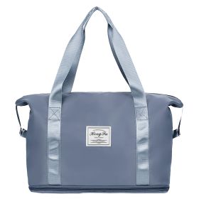 35L/9.2Gal Shoulder Travel Duffle Bag Folding Carry On Overnight Weekender Bag with Luggage Sleeve Waterproof Expandable Gym Tote Bag with Dry Wet Sep (Option: Blue)